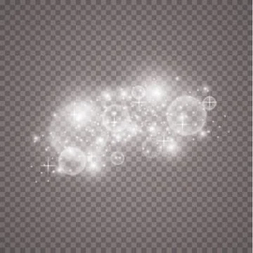 Lights on transparent background. Magic concept. Vector white glitter wave Stock Illustration