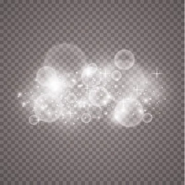 Lights on transparent background. Magic concept. Vector white glitter wave Stock Illustration