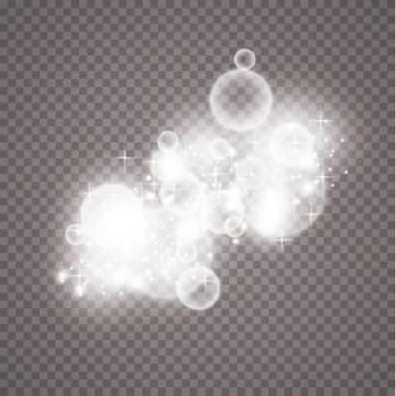 Lights on transparent background. Magic concept. Vector white glitter wave Stock Illustration