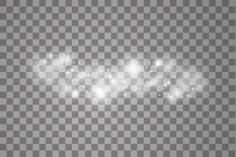 Lights on transparent background. Magic concept. Vector white glitter wave Stock Illustration