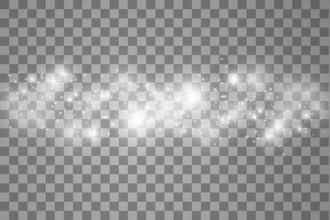 Lights on transparent background. Magic concept. Vector white glitter wave Stock Illustration