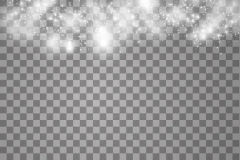 Lights on transparent background. Magic concept. Vector white glitter wave Stock Illustration