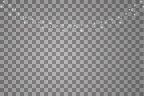 Lights on transparent background. Magic concept. Vector white glitter wave Stock Illustration