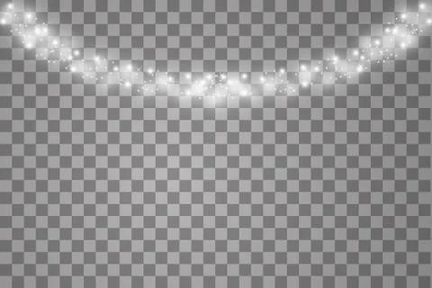 Lights on transparent background. Magic concept. Vector white glitter wave Stock Illustration