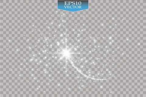 Lights on transparent background. Vector white glitter wave abstract Stock Illustration