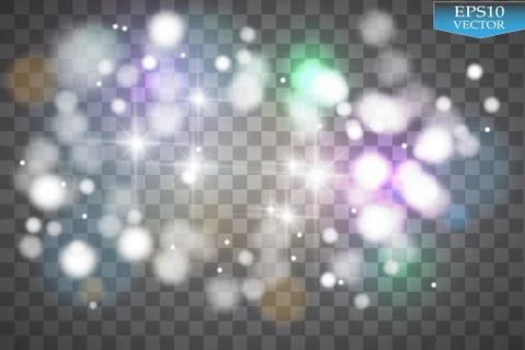 Lights on transparent background. Vector white glitter wave abstract illustra Stock Illustration