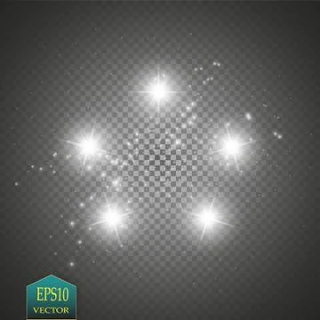 Lights on transparent background. Vector white glitter wave abstract Stock Illustration