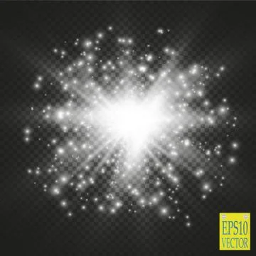 Lights on transparent background. Vector white glitter wave abstract Stock Illustration