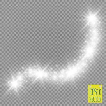 Lights on transparent background. Vector white glitter wave abstract Stock Illustration