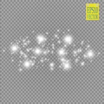 Lights on transparent background. Vector white glitter wave abstract Stock Illustration