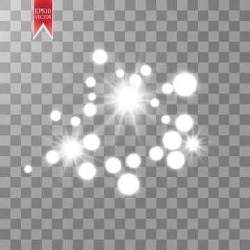 Lights on transparent background. Vector white glitter wave abstract Stock Illustration