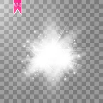 Lights on transparent background. Vector white glitter wave abstract Stock Illustration