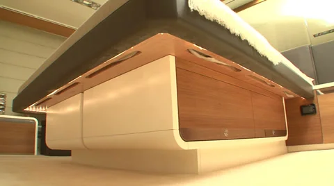 Lights under bed in yacht Stock Footage 32214451