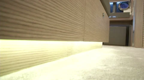 Lights under bed in yacht  Stock Footage 43321695