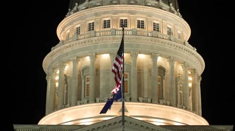 Lights on the Utah State Capitol dome Stock Footage 64558370