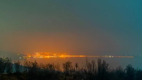 The lights of a village Stock Photos