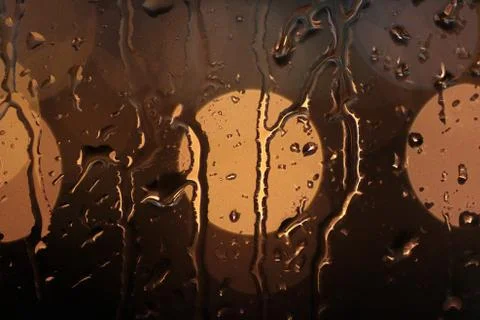 Lights on the window and water drops Stock-Fotos
