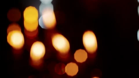  lights in yellow blurry focus Video stock 324843532