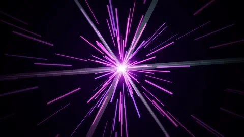 Lightspeed journey abstract neon pink and purple warp speed lines bursting Video stock 346260896