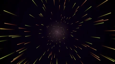 Lightspeed journey through a cosmic wormhole with glowing star streaks Video stock 346260940