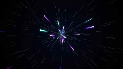 Lightspeed journey through a cosmic wormhole with glowing stars and hyperdriv Video stock 346260958