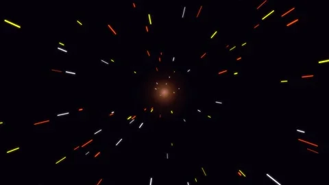 Lightspeed journey through deep space with colorful warp drive light rays Video stock 346261004