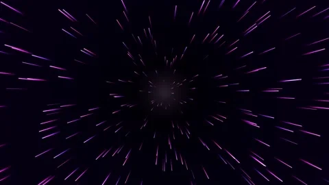 Lightspeed journey through deep space with glowing purple and pink neon light Video stock 346261012