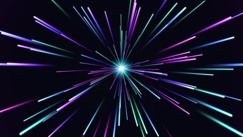 Lightspeed through space with fast motion warp drive effect in deep starfield Video stock 346262486