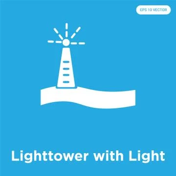 Lighttower with Light icon isolated on blue background Free Stock Illustration