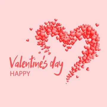 Lightweight and stylish banner happy valentines day heart shape made up of small Stock Illustration