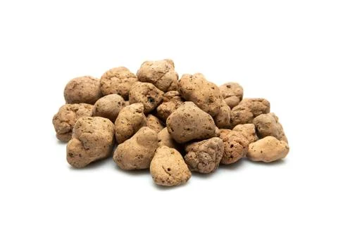 Lightweight expanded clay aggregate isolated on white background Fotos Stock