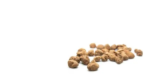 Lightweight expanded clay aggregate, isolated on white background, banner Fotos Stock