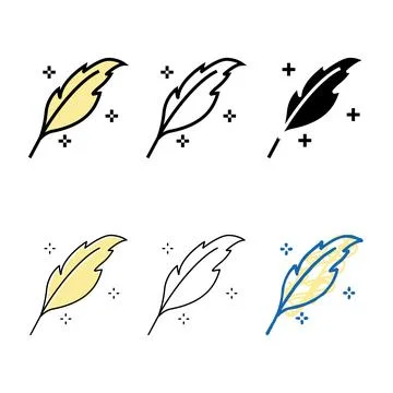 Lightweight feather soft fluffy color icon pack vector Stock Illustration