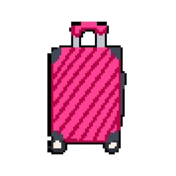 Lightweight hard shell suitcase pixel art vector illustration Stock Illustration