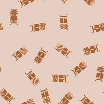 Lightweight hiking backpack glyph vector seamless pattern Stock Illustration