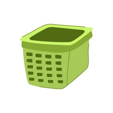 Lightweight laundry basket plastic cartoon vector illustration Illustration