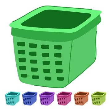 Lightweight laundry basket plastic vector cartoon graphic Stock Illustration