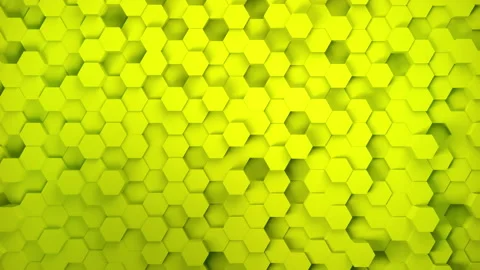 Lightweight, minimal, clean, moving hexagonal yellow mesh wall with shadows Stock Footage 138902111