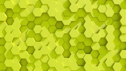 Lightweight, minimal, clean, moving hexagonal yellow mesh wall with shadows. Abs Stock Footage 167001250