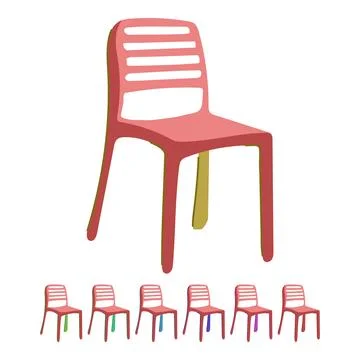 Lightweight plastic chair vector cartoon graphic Stock Illustration