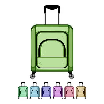 Lightweight soft shell suitcase cartoon vector graphic Stock Illustration