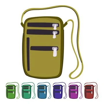 Lightweight travel neck pouch vector cartoon graphic Stock Illustration