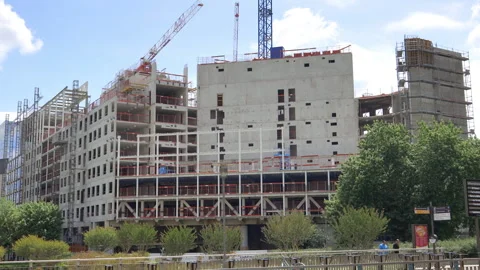 Lightwell building under construction in La Defense business district in Paris Stock Footage 254942170