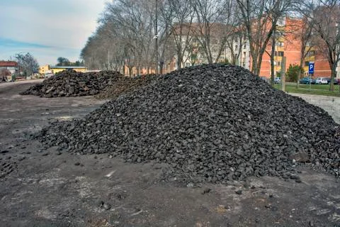 Lignite coal in storage Stock Photos