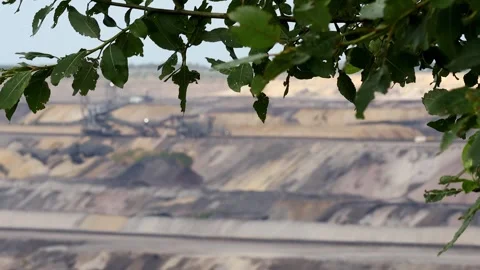 A lignite open pit mining blur background 4k 30fps video 스톡 동영상 247135714