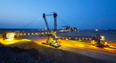 A lignite surface mine with a giant bucket-wheel excavator, one of the worlds Stock Photos
