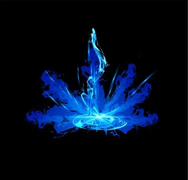 Ligth game visual effect of explosion clouds, beams, flame, rays going from Stock Illustration