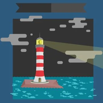 Ligthhouse night Stock Illustration