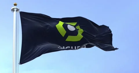 Ligue 1 flag waving in the wind on a clear day Stock Footage 225520431