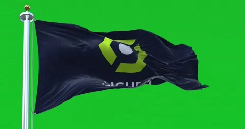 Ligue 1 flag waving in the wind isolated on a green background Stock Footage 225725155